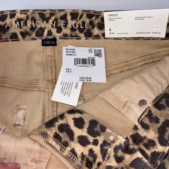 American Eagle By Payless Pants - American Eagle Perfect Shortie Leopard Print High Rise Stretch Jean Shorts 4